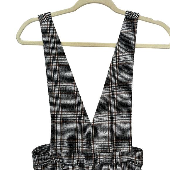 Plaid Pinafore Jumpsuit Small Multicolor 2 Pockets V Neck Romper Very J Women - Picture 5 of 11